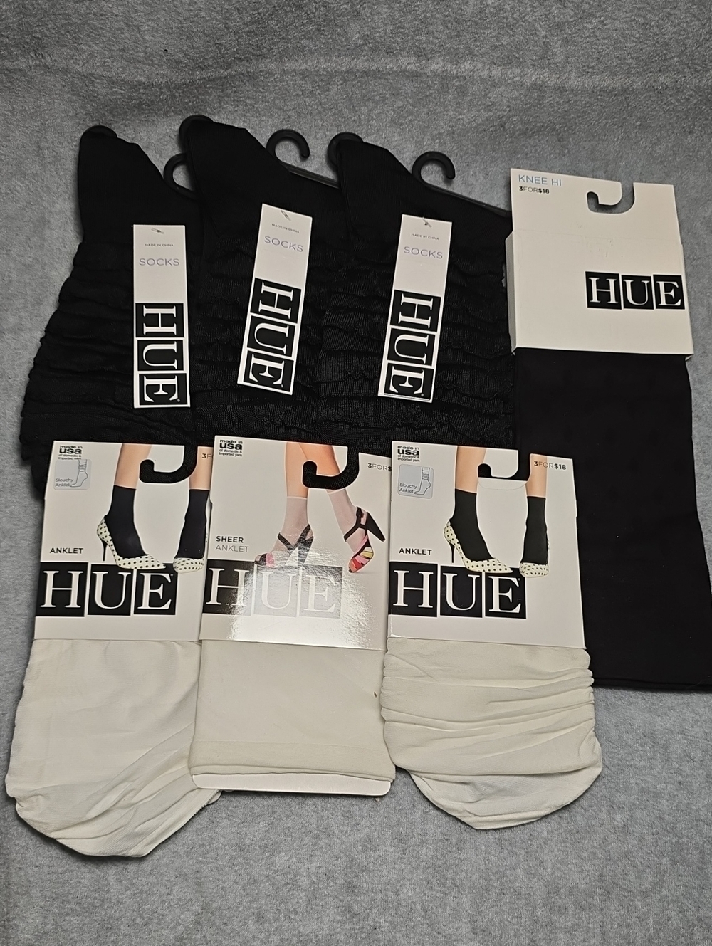 HUE Women's Sock Assortment - Black & White Mix